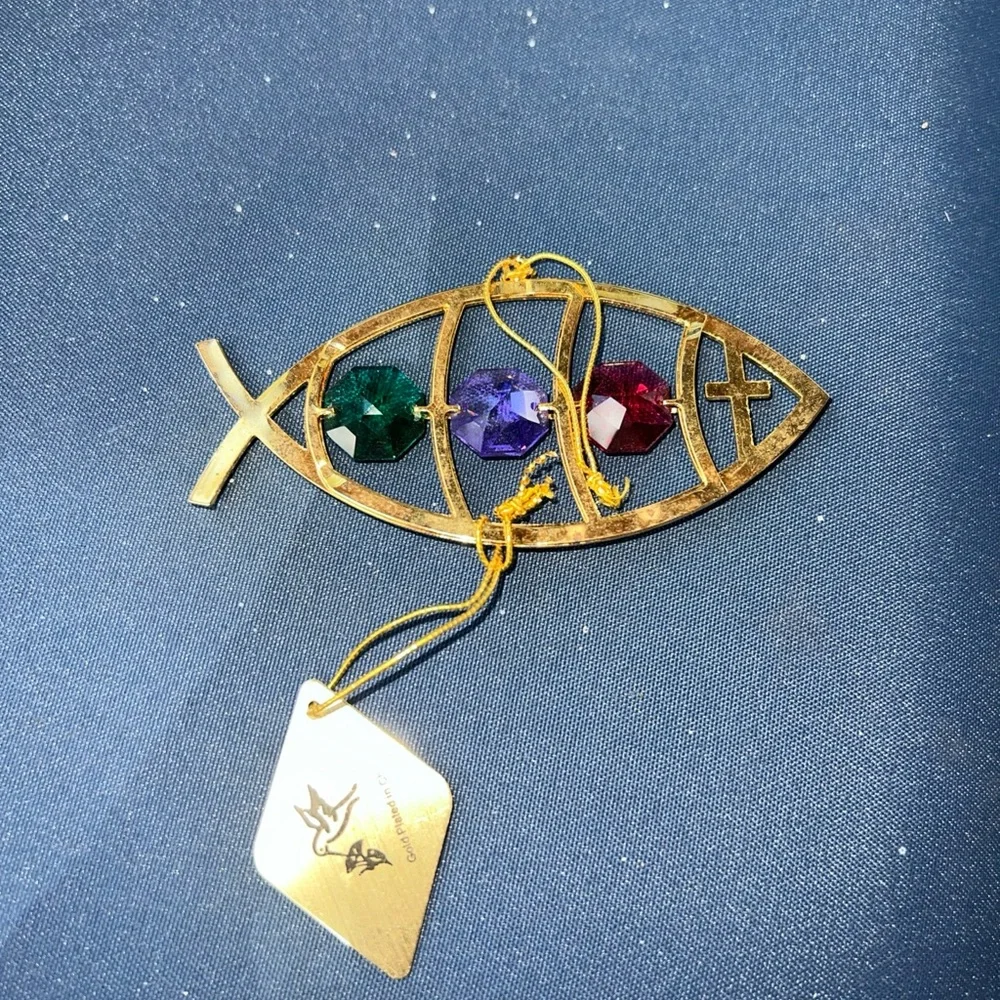 KG & C Inc Crystal Temptations Swarovski Crystal, Gold Plated Fish Ornament NEW